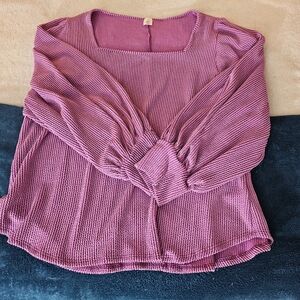 NWOT Like Love 1XL Purple Corduroy Balloon Long Sleeve Square Neck Top